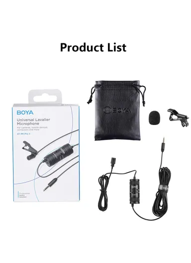 Pro II Clip-on Microphone Omni-directional Condenser Mic 3.5mm TRRS Plug with 6m Cable for Smartphone Camera Camcorder  BY-M1