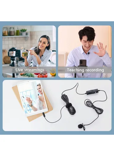 Pro II Clip-on Microphone Omni-directional Condenser Mic 3.5mm TRRS Plug with 6m Cable for Smartphone Camera Camcorder  BY-M1