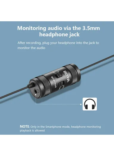 Pro II Clip-on Microphone Omni-directional Condenser Mic 3.5mm TRRS Plug with 6m Cable for Smartphone Camera Camcorder  BY-M1