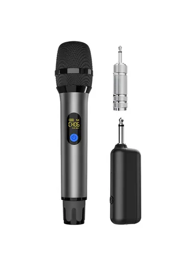 Singing Family KTV UHF Wireless Hand-Held Microphone Performance Live Streaming Mic, 1 Mic + 1 Receiver H21H - Grey