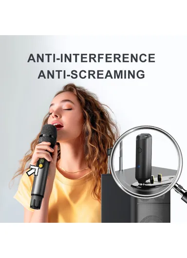 Singing Family KTV UHF Wireless Hand-Held Microphone Performance Live Streaming Mic, 1 Mic + 1 Receiver H21H - Grey
