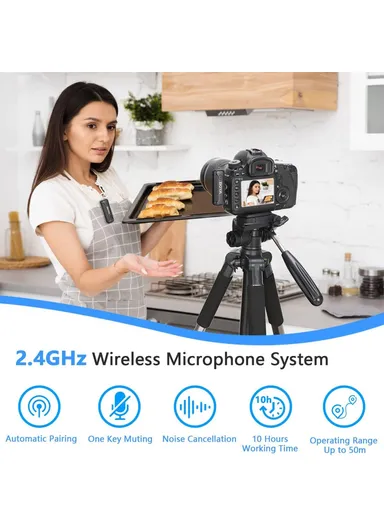 Mini Clip-On Microphone for Camera Noise Reduction Plug-and-Play Wireless Lavalier Mic with 3.5mm TRS Connector BY-WM3T2-M1