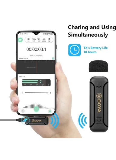 Wireless Lavalier Microphone Portable Audio Video Recording Mic for Live Broadcast BY-WM3T2-U1 