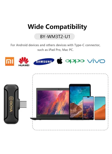 Wireless Lavalier Microphone Portable Audio Video Recording Mic for Live Broadcast BY-WM3T2-U1 