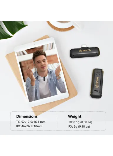 Wireless Lavalier Lapel Microphone 2.4GHz Dual Channel Mic with 1 Transmitter + 1 Receiver for Video Recording BY-WM3T2-D1