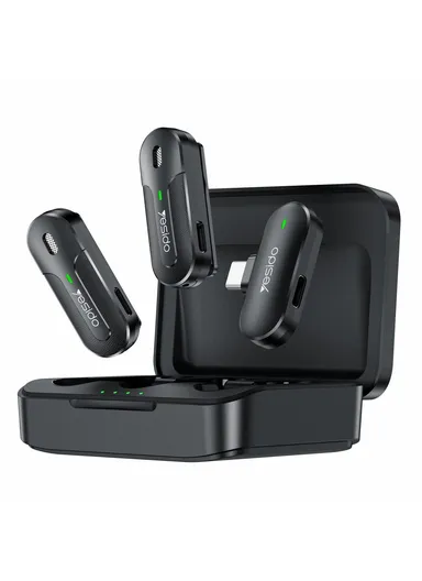 Lavalier Microphone System with Charging Case, 2 Transmitter+1 Receiver KR17