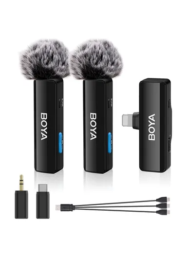 A2 For iPhone / Android / Camera Vlogging Wireless Lavalier Microphone (2 TX+1 RX) 100m Range