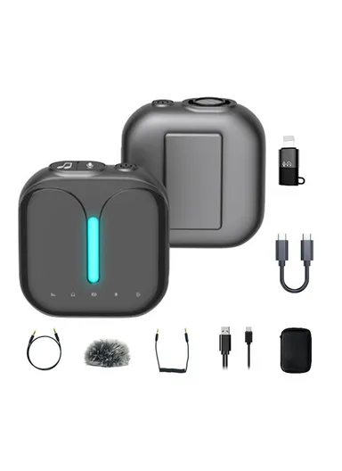 Type-C Cable + Lightning Adapter Wireless Lavalier Microphone System Receiver Transmitter Live Streaming Interview Mic Kit M18Pro