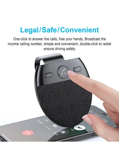 Bluetooth-compatible Car Speaker Hands Free Speakerphone USB Charging Speakerphone with Clip for Hands-Free Call Music Wireless Car Speaker Supports Answering Rejecting Calls Voice Dialing Playing Music