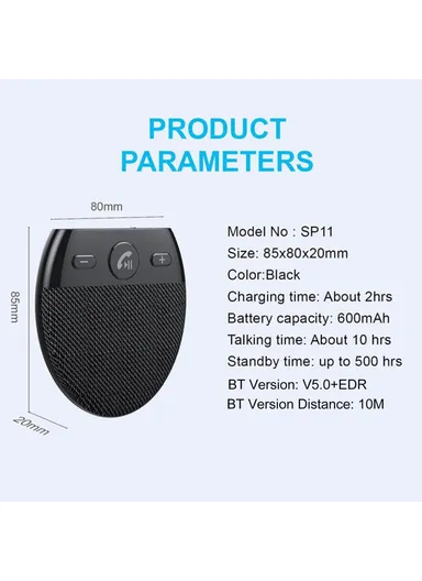 Bluetooth-compatible Car Speaker Hands Free Speakerphone USB Charging Speakerphone with Clip for Hands-Free Call Music Wireless Car Speaker Supports Answering Rejecting Calls Voice Dialing Playing Music