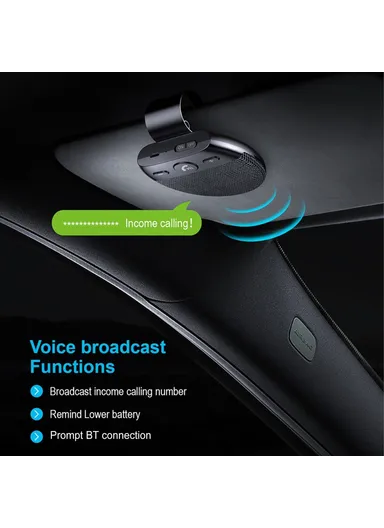 Bluetooth-compatible Car Speaker Hands Free Speakerphone USB Charging Speakerphone with Clip for Hands-Free Call Music Wireless Car Speaker Supports Answering Rejecting Calls Voice Dialing Playing Music