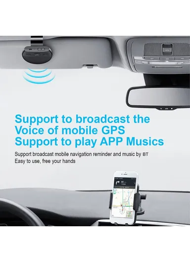 Bluetooth-compatible Car Speaker Hands Free Speakerphone USB Charging Speakerphone with Clip for Hands-Free Call Music Wireless Car Speaker Supports Answering Rejecting Calls Voice Dialing Playing Music