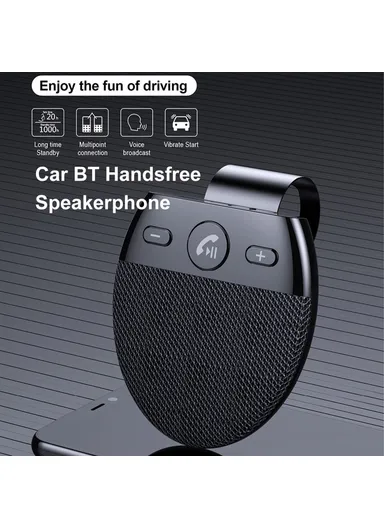 Bluetooth-compatible Car Speaker Hands Free Speakerphone USB Charging Speakerphone with Clip for Hands-Free Call Music Wireless Car Speaker Supports Answering Rejecting Calls Voice Dialing Playing Music