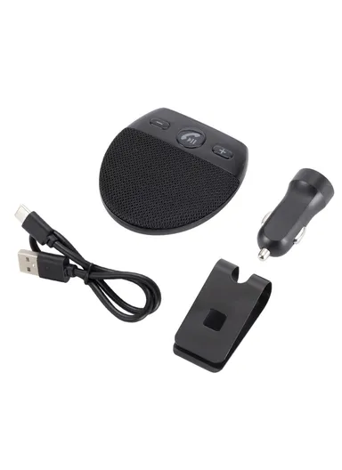 Bluetooth-compatible Car Speaker Hands Free Speakerphone USB Charging Speakerphone with Clip for Hands-Free Call Music Wireless Car Speaker Supports Answering Rejecting Calls Voice Dialing Playing Music