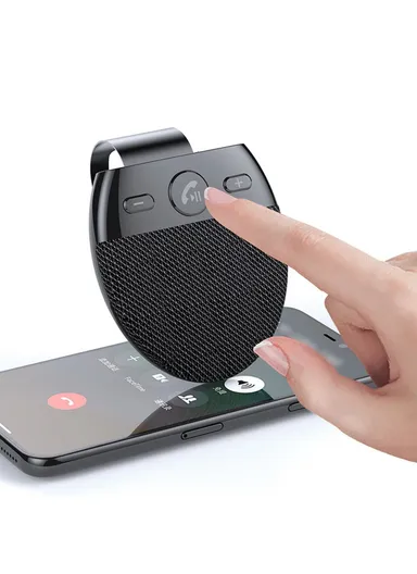 Bluetooth-compatible Car Speaker Hands Free Speakerphone USB Charging Speakerphone with Clip for Hands-Free Call Music Wireless Car Speaker Supports Answering Rejecting Calls Voice Dialing Playing Music