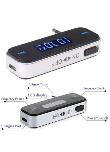 Universal Car FM Transmitter Mobile Phone Audio Transmitter 3.5mm Wireless FM Transmitter with LCD Display T01 