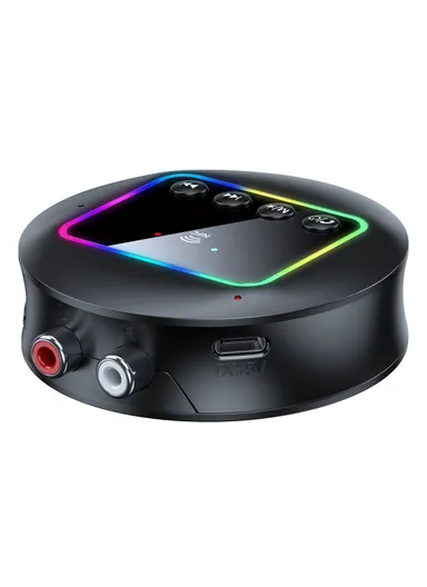 Wireless Audio Adapter 2 in 1 Receiver / Transmitter with RGB Ambient Light Support, AUX / RCA / TF Card NFC BT 5.4