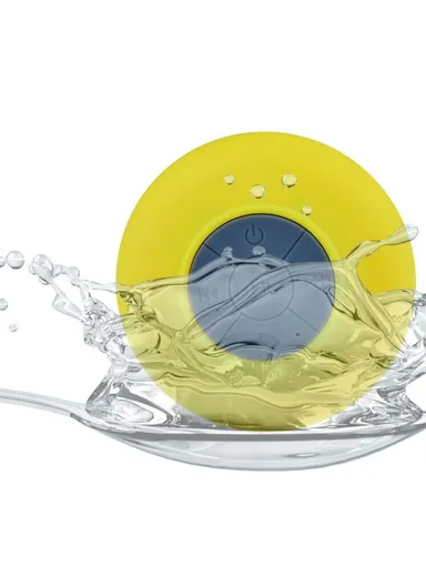 Suction Cup Mini Wireless Bluetooth-compatible Speaker Hands-free Call IPX4 Waterproof Shower Loudspeaker  - Yellow