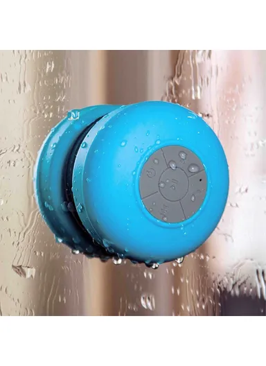 Suction Cup Mini Wireless Bluetooth-compatible Speaker Hands-free Call IPX4 Waterproof Shower Loudspeaker - Blue