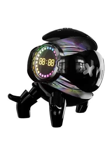 Robot Shape AI Bluetooth-compatible Speaker with Alarm Clock RGB Lights Deep Bass Speaker FM Radio M10 - Black