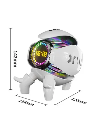 Robot Shape AI Bluetooth-compatible Speaker with Alarm Clock RGB Lights Deep Bass Speaker FM Radio M10 - Black