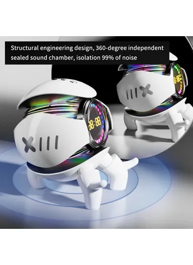 Robot Shape AI Bluetooth-compatible Speaker with Alarm Clock RGB Lights Deep Bass Speaker FM Radio M10 - Black