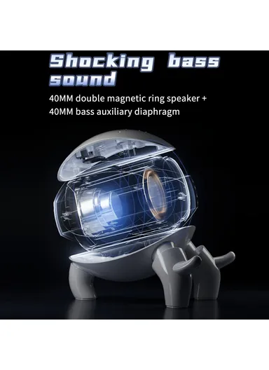 Robot Shape AI Bluetooth-compatible Speaker with Alarm Clock RGB Lights Deep Bass Speaker FM Radio M10 - Black