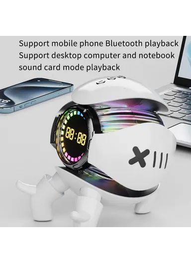 Robot Shape AI Bluetooth-compatible Speaker with Alarm Clock RGB Lights Deep Bass Speaker FM Radio M10 - Black