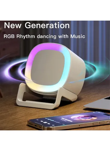 4-in-1 15W Wireless Charger Bluetooth-compatible Speaker Phone Holder Stand with Night Light L28 - White