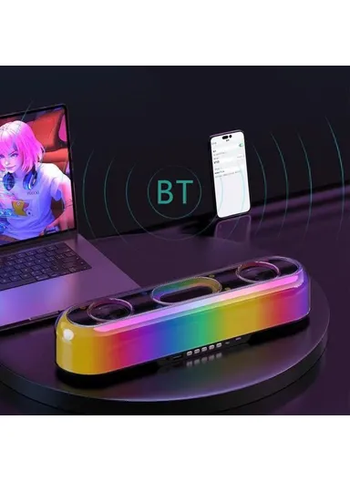 Home Wireless Bluetooth-compatible, Desktop Speaker RGB Light Soundbar Support U-disk,TF Card Music Playback V10