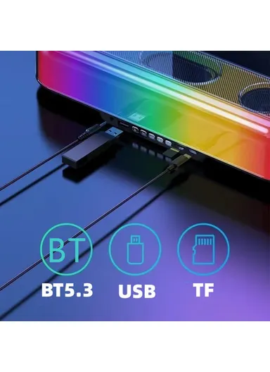 Home Wireless Bluetooth-compatible, Desktop Speaker RGB Light Soundbar Support U-disk,TF Card Music Playback V10