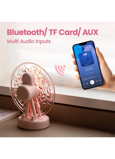 Ferris Wheel Water Ripple Bluetooth-compatible Speaker Atmosphere Colorful Light Creative Mini Speaker Home Decor ZAY-L07 - White