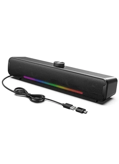 Wired Desktop Soundbar Speaker RGB Light HiFi Music Subwoofer Support Bluetooth-compatible Connection L16