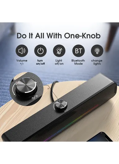 Wired Desktop Soundbar Speaker RGB Light HiFi Music Subwoofer Support Bluetooth-compatible Connection L16