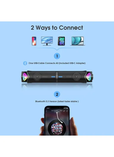 L1 Wired Desktop Speaker RGB Light Stereo Music Subwoofer Support Bluetooth-compatible Connection