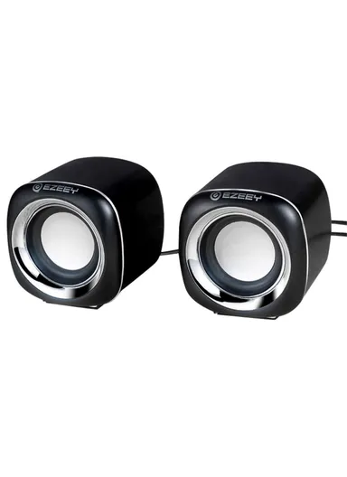 A1 One Pair 3.5mm+USB Mini Square Wired Speaker Computer Multimedia Desktop Speaker Box for Tablet, Laptop, Phone - Black