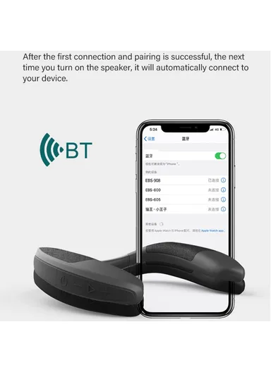 Portable Bluetooth-compatible V5.0 Wireless Speaker Support TF Card Deep Bass Neck Mounted Speaker