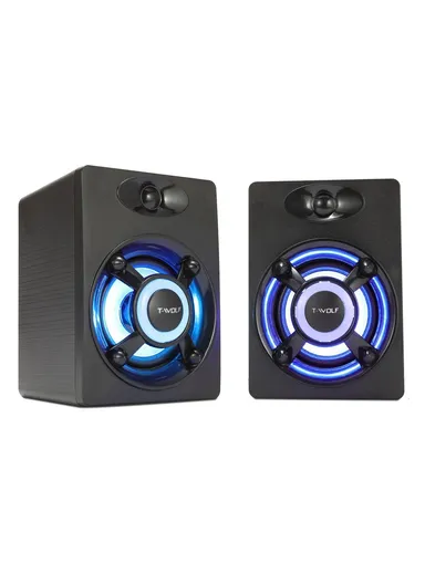 S1 1Pair Desktop Speaker with LED Light USB Powered Mini Speaker External Sound Amp for Laptop Computer