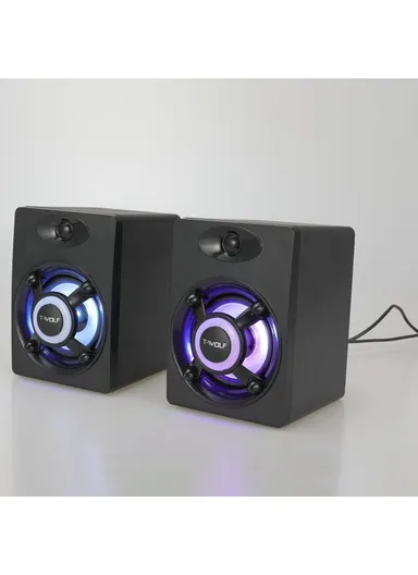 S1 1Pair Desktop Speaker with LED Light USB Powered Mini Speaker External Sound Amp for Laptop Computer