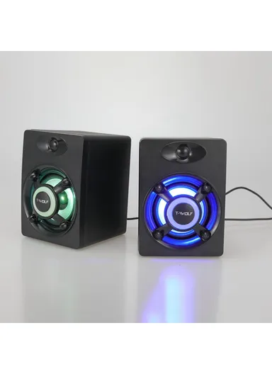 S1 1Pair Desktop Speaker with LED Light USB Powered Mini Speaker External Sound Amp for Laptop Computer