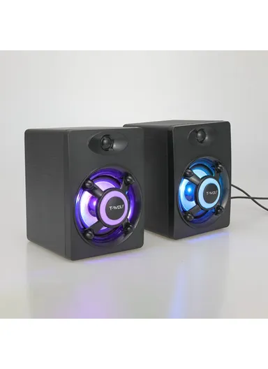 S1 1Pair Desktop Speaker with LED Light USB Powered Mini Speaker External Sound Amp for Laptop Computer