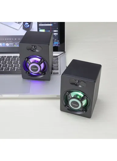 S1 1Pair Desktop Speaker with LED Light USB Powered Mini Speaker External Sound Amp for Laptop Computer
