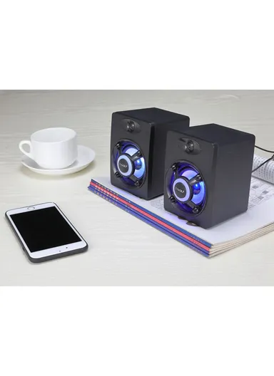 S1 1Pair Desktop Speaker with LED Light USB Powered Mini Speaker External Sound Amp for Laptop Computer