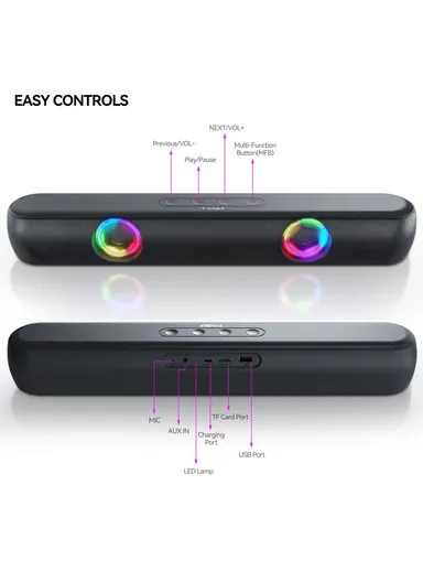 Desktop Stereo Speaker Wireless Bluetooth-compatible Speaker with RGB Light Portable Sound Amp for Home Office B320 