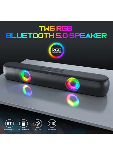 Desktop Stereo Speaker Wireless Bluetooth-compatible Speaker with RGB Light Portable Sound Amp for Home Office B320 