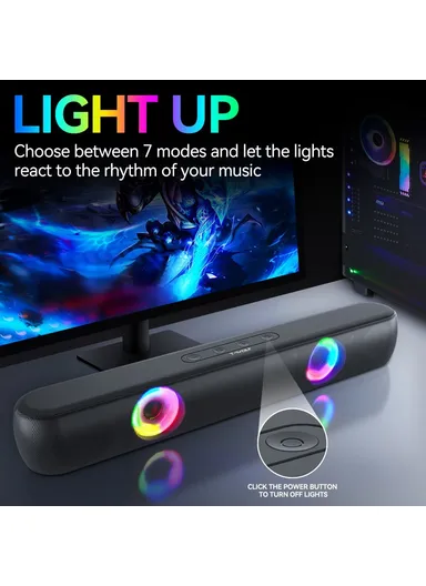 Desktop Stereo Speaker Wireless Bluetooth-compatible Speaker with RGB Light Portable Sound Amp for Home Office B320 