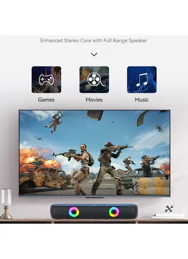 Desktop Stereo Speaker Wireless Bluetooth-compatible Speaker with RGB Light Portable Sound Amp for Home Office B320 