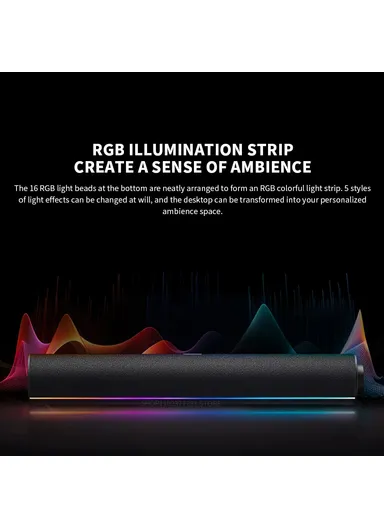 Computer Speaker RGB Light Bluetooth-compatible 5.0 Four Unit Two Channel Stereo Soundbar Built-In Mic