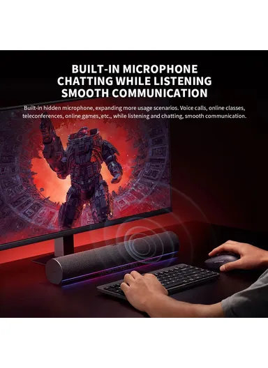 Computer Speaker RGB Light Bluetooth-compatible 5.0 Four Unit Two Channel Stereo Soundbar Built-In Mic