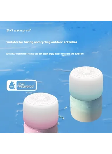 Portable Wireless Bluetooth-compatible Speaker Outdoor Waterproof Mini Music Subwoofer BT2602 - White &amp; Pink Gradient
